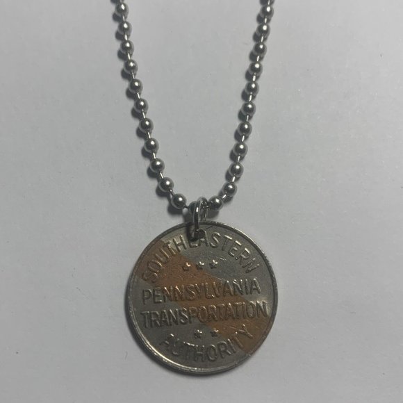 SEPTA Transit Token Pendant 24” Military Style Chain Necklace. Great Gift! - Picture 4 of 4